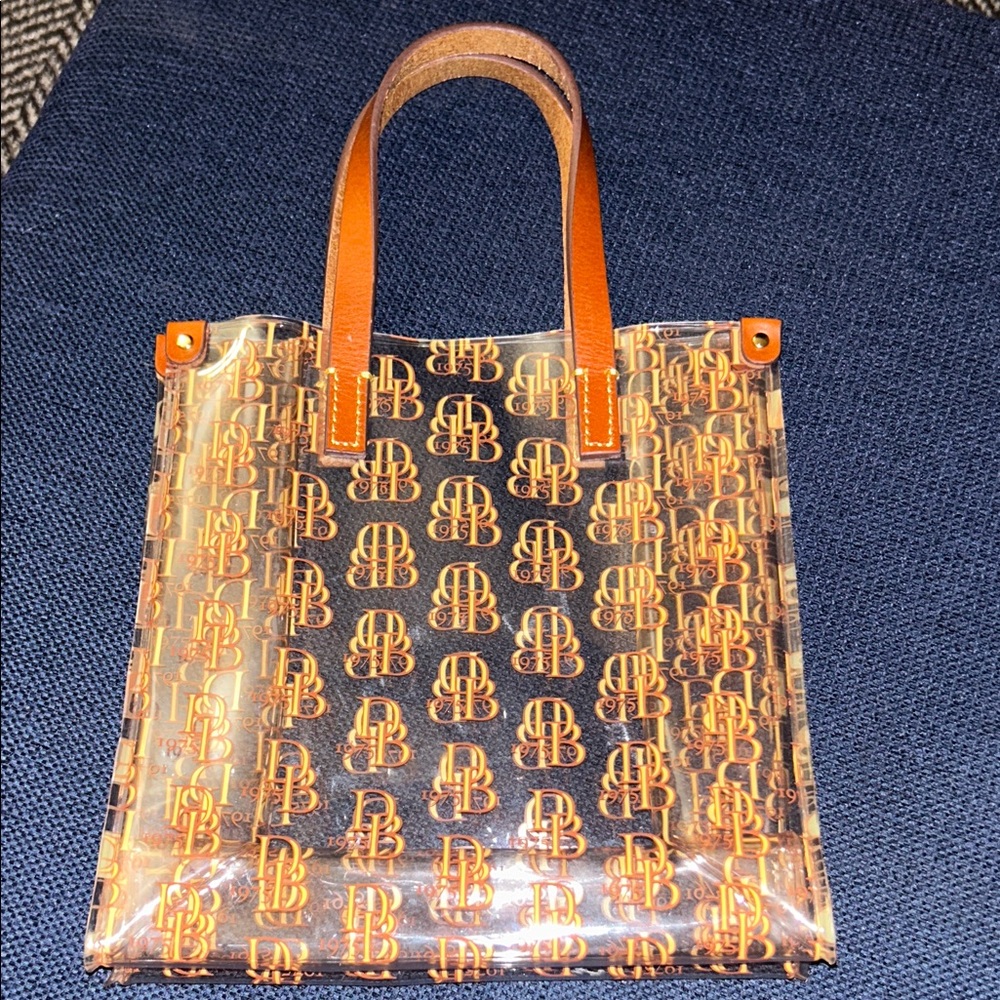 Dooney & Bourke clear brown vinyl tote shopping bag
